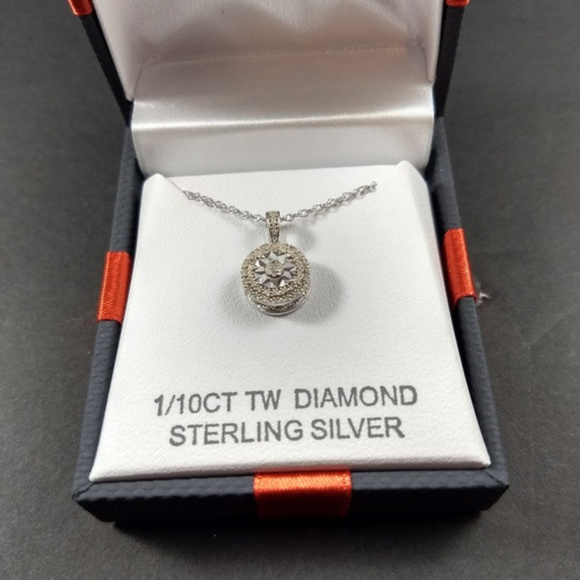Jewelry - Diamond 1/10CT TW Diamond Sterling Pendant NIB
